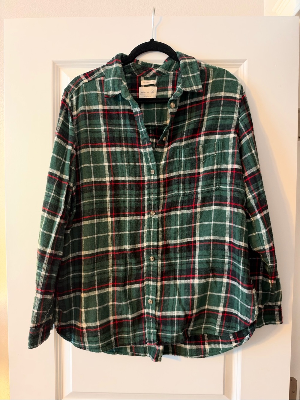 American Eagle Outfitters Green Plaid Button-Down Shirt